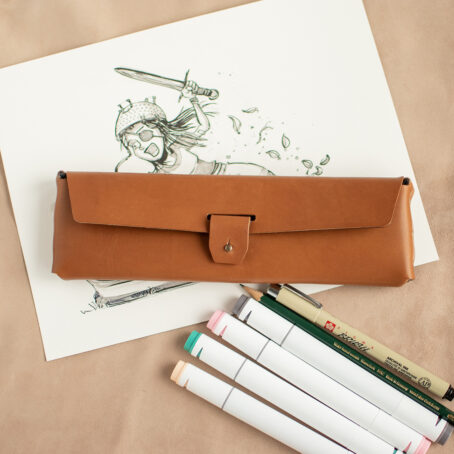 CREATIO Caramel Trousse en cuir