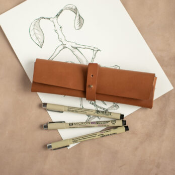 PRIMA Caramel Petite trousse en cuir