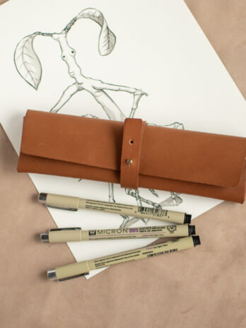 PRIMA Caramel Petite trousse en cuir