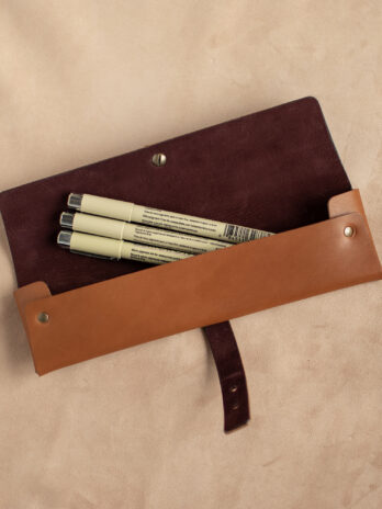 PRIMA Caramel Petite trousse en cuir