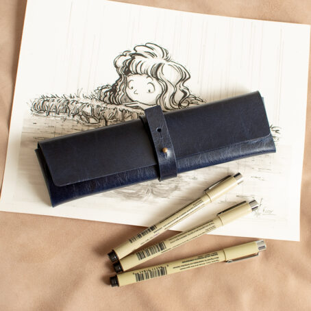 PRIMA Bleue Petite trousse en cuir