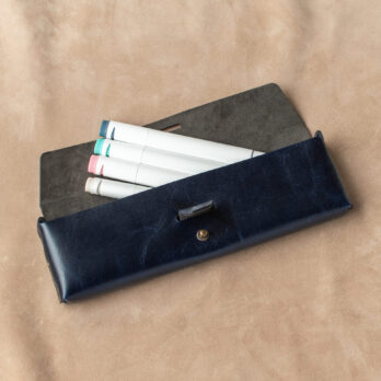 CREATIO Bleue Trousse en cuir