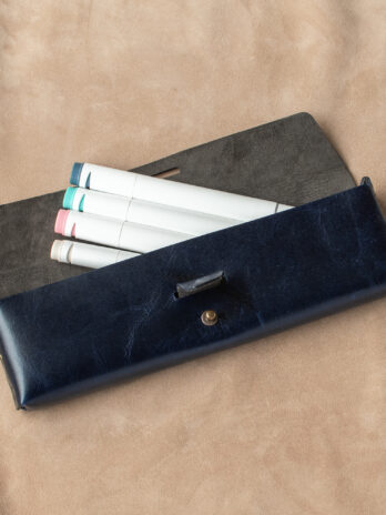 CREATIO Bleue Trousse en cuir