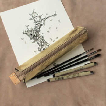 LITTERA Gold Trousse en cuir