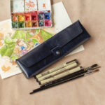 CREATIO Bleue Trousse en cuir