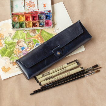 CREATIO Bleue Trousse en cuir